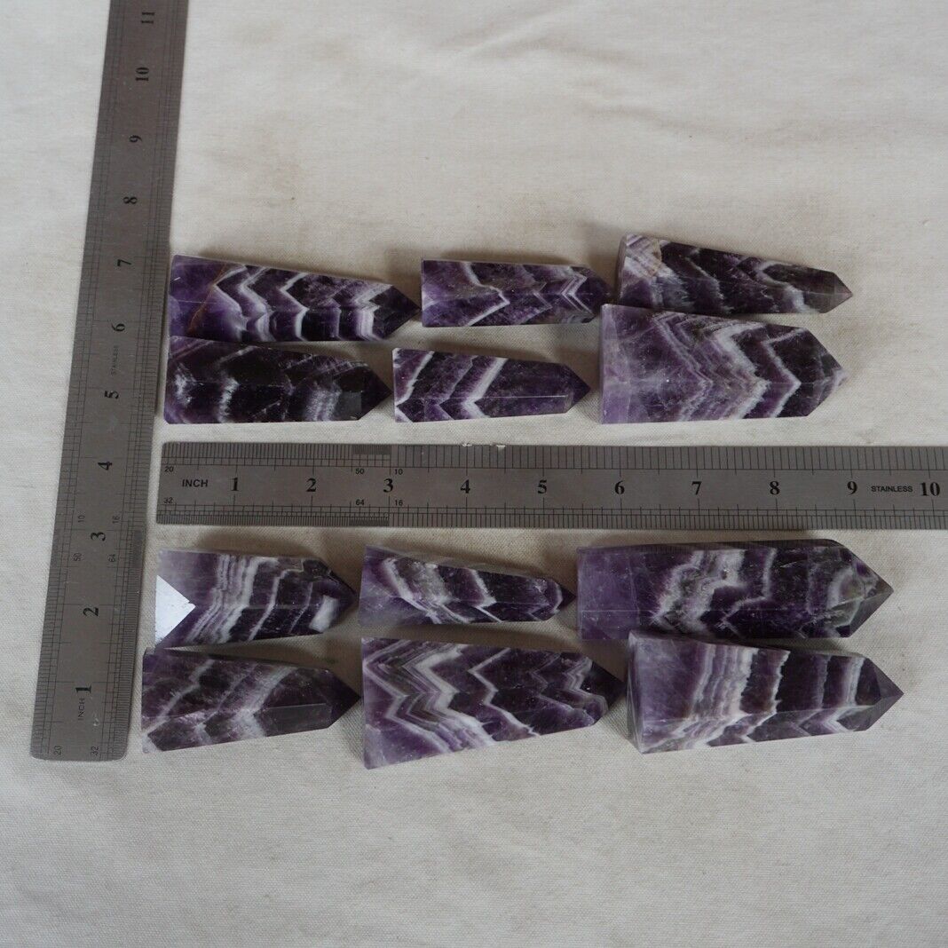 2KG 4.4LB 24Pcs Natural Phantom Chevron Amethyst Quartz Crystal Point Tower Healing