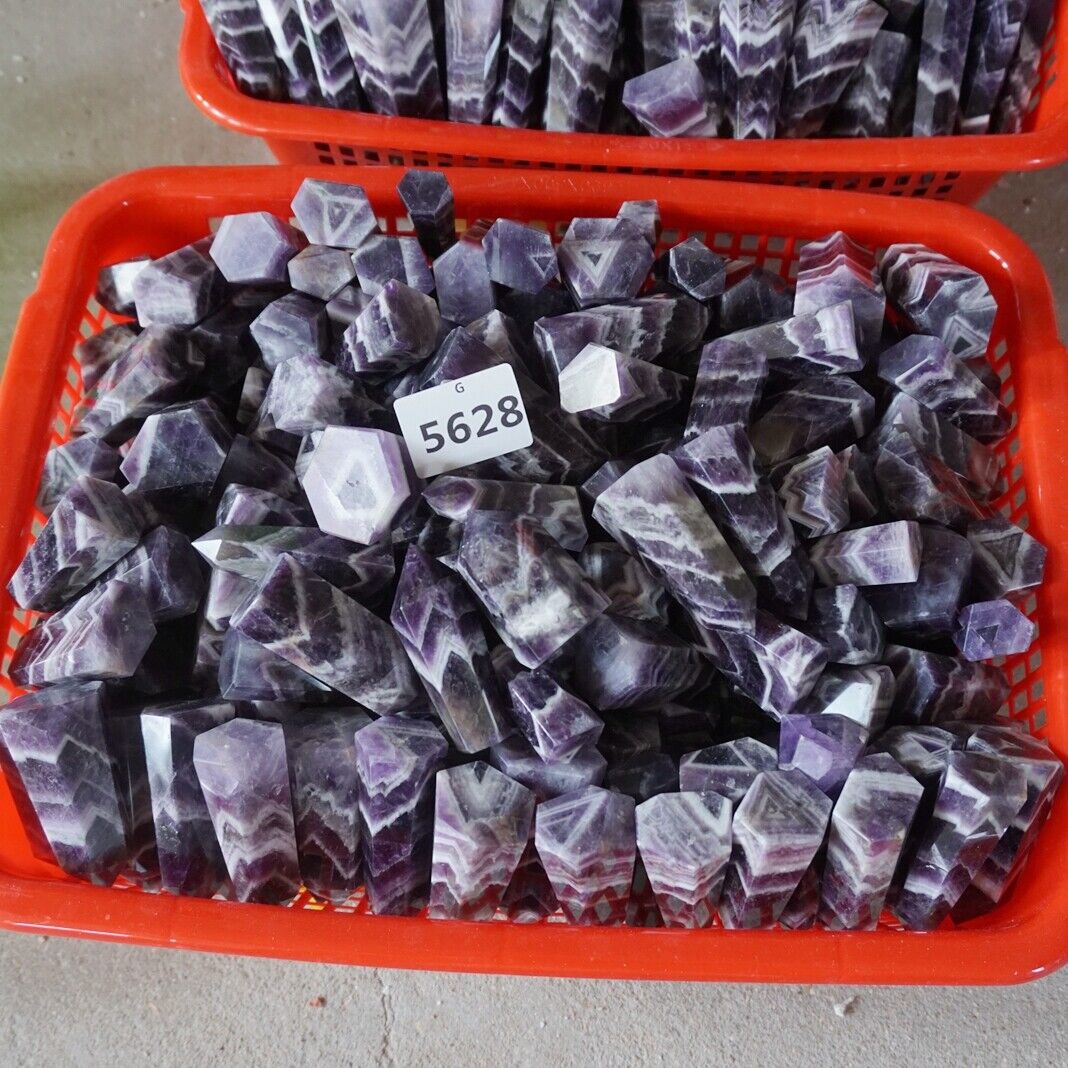 2KG 4.4LB 24Pcs Natural Phantom Chevron Amethyst Quartz Crystal Point Tower Healing