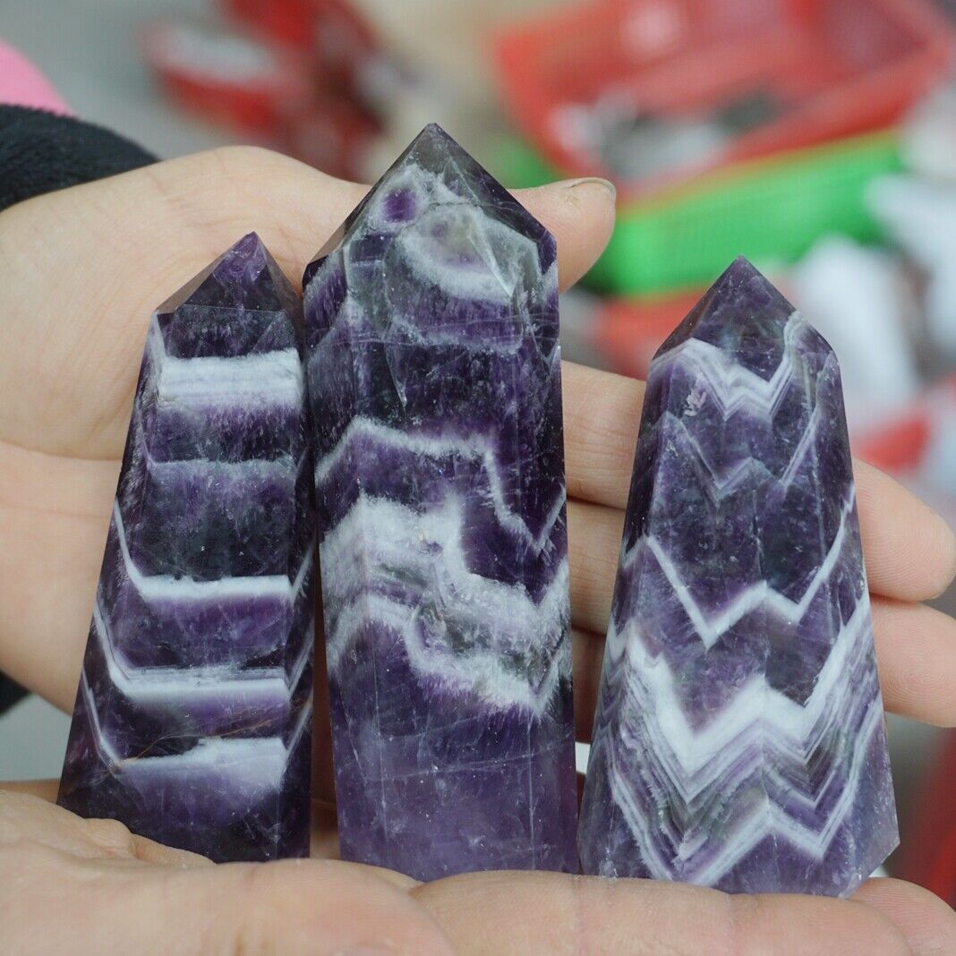 2KG 4.4LB 24Pcs Natural Phantom Chevron Amethyst Quartz Crystal Point Tower Healing