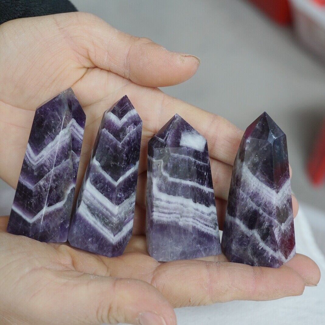 2KG 4.4LB 24Pcs Natural Phantom Chevron Amethyst Quartz Crystal Point Tower Healing