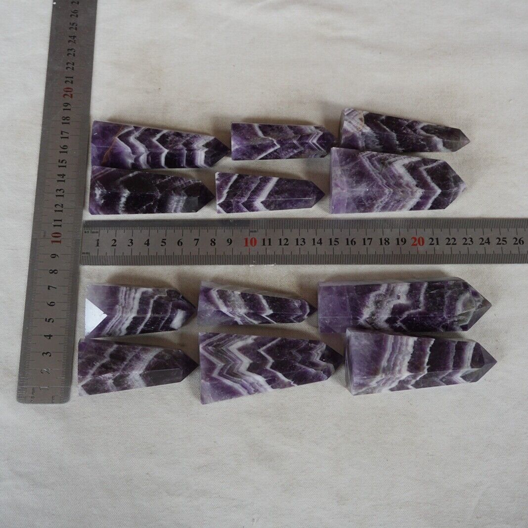 2KG 4.4LB 24Pcs Natural Phantom Chevron Amethyst Quartz Crystal Point Tower Healing