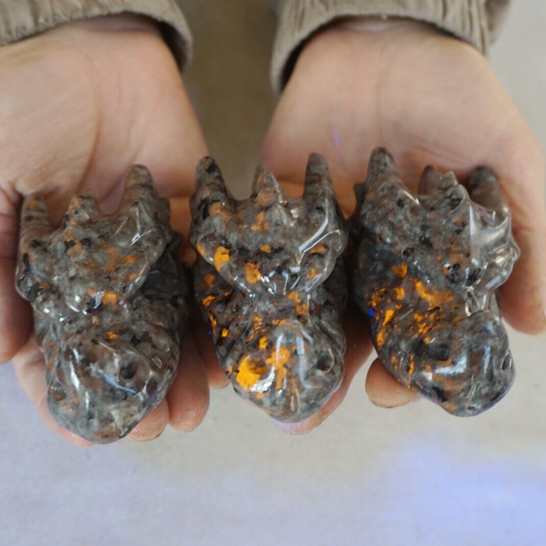 10Pcs 8cm Yooperlite Fire Stone Crystal Dragon Flashing Flame Under Ultraviolet