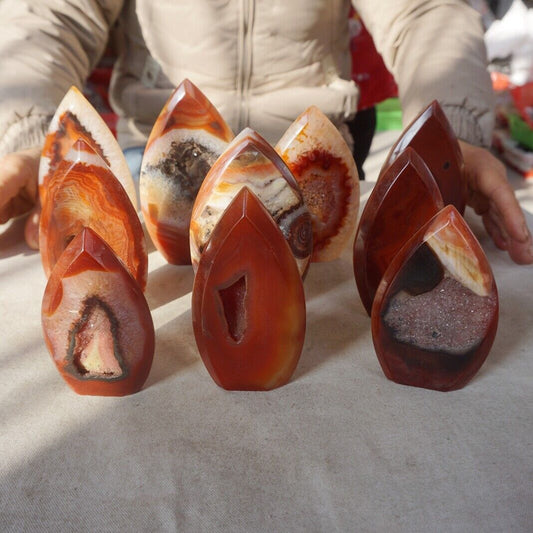 20Pcs 3.2KG Natural Red Carnelian Agate Quartz Crystal Geode Flame Point Healing