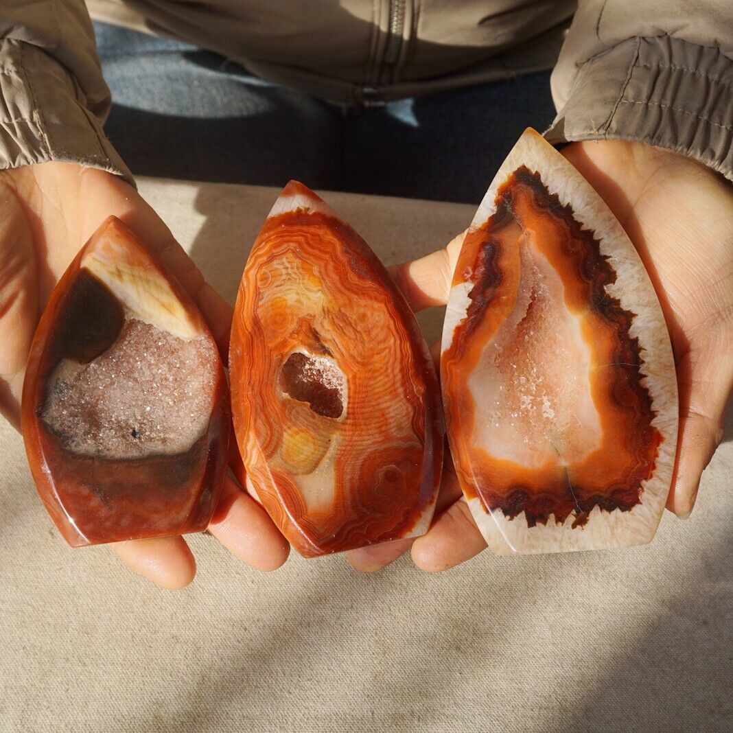 20Pcs 3.2KG Natural Red Carnelian Agate Quartz Crystal Geode Flame Point Healing
