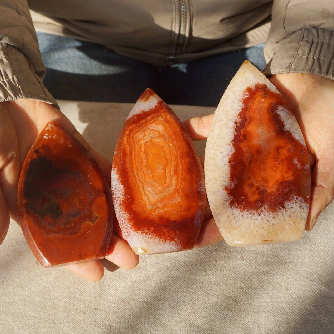20Pcs 3.2KG Natural Red Carnelian Agate Quartz Crystal Geode Flame Point Healing