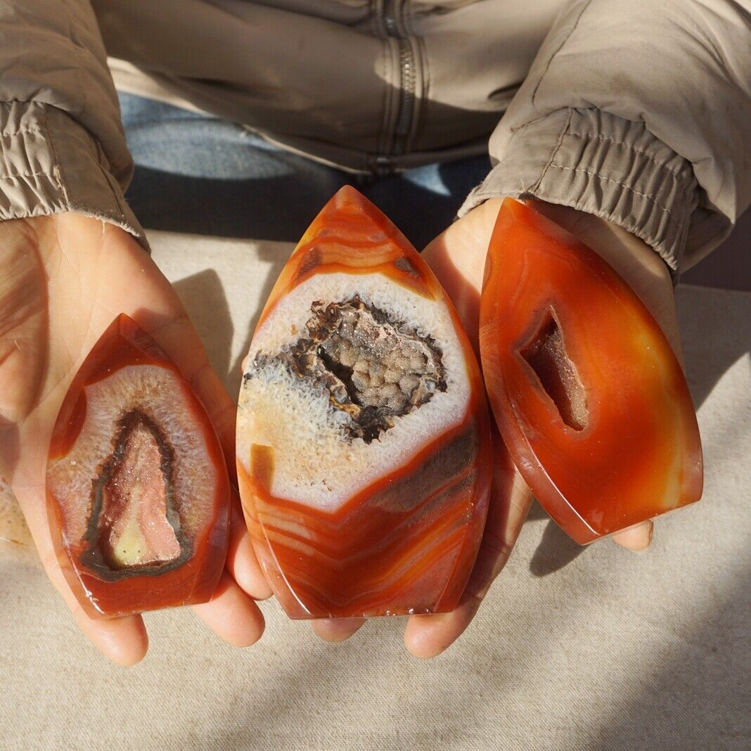 20Pcs 3.2KG Natural Red Carnelian Agate Quartz Crystal Geode Flame Point Healing