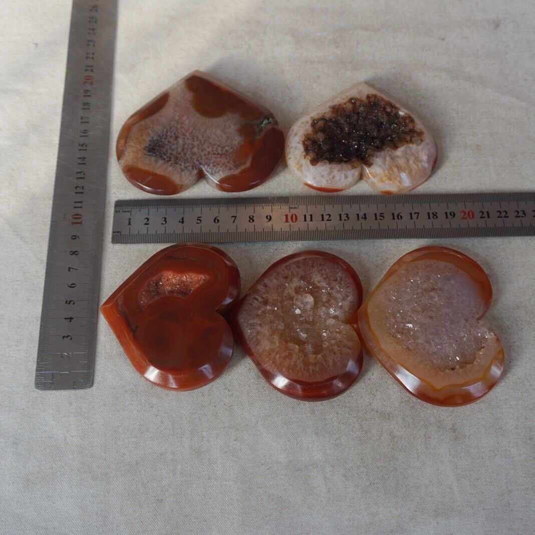 10Pcs 1.4KG 3.0LB Natural Red Carnelian Agate Quartz Crystal Geode Heart Carving Healing