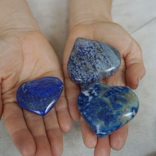 2KG 4.4LB 18Pcs Natural Lapis Lazuli & Pyrite Crystal Palm Stone Heart Carved Healing