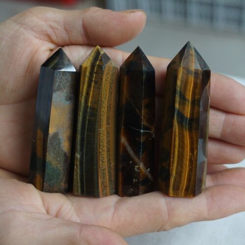 2KG 4.4LB 46Pcs Natural Blue Yellow Tiger Eye Quartz Crystal Point Tower Healing