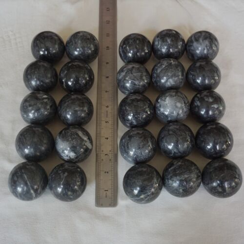 5kg 11LB 25Pcs Natural Black Flower of Fog Jasper Quartz Crystal Sphere Ball Healing