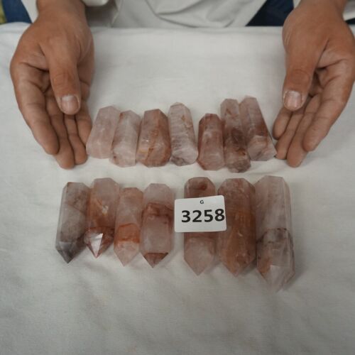 2kg 4.4LB 20-24Pcs Natural Red Hematoid Quartz Crystal Gem Stone Point Tower Healing