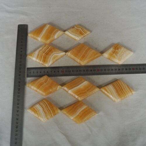 2.6KG 5.6LB 20Pcs Natural Yellow Banded Calcite Rhombus Crystal Palm Stone Healing