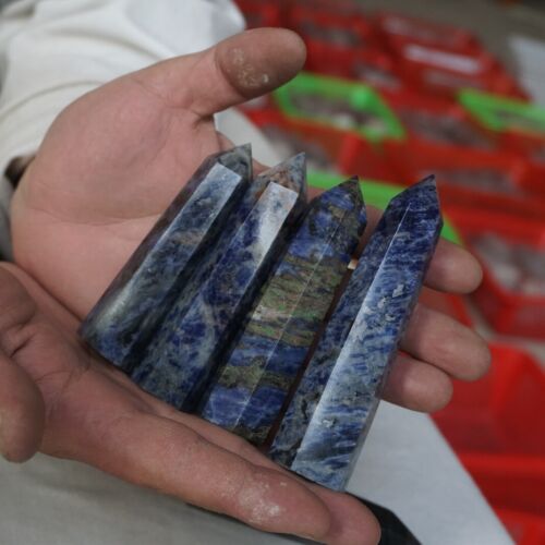 2KG 20Pcs 4.4LB Natural Blue Sodalite Crystal Point Tower Obelisk Polished Healing