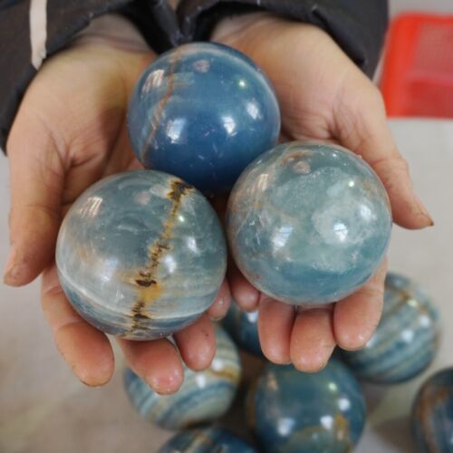 5KG 11LB 18Pcs Natural Blue Onyx Calcite Crystal Sphere Ball Energy Stone Healing Whloesales Lot