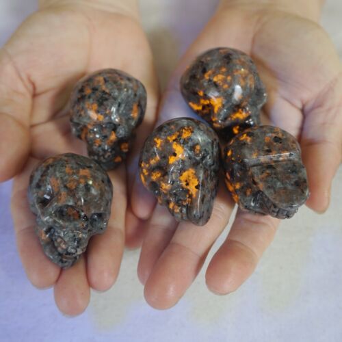 2.4LB 20Pcs Small Yooperlite Fire Stone Crystal Skull Flashing Flame Under UV