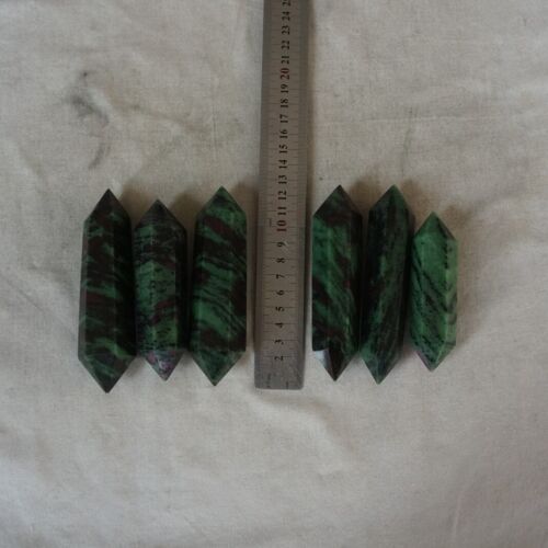 2KG 12 Pieces Natural Green Ruby Zoisite Gem Stone Crystal Double Point Wand Healing