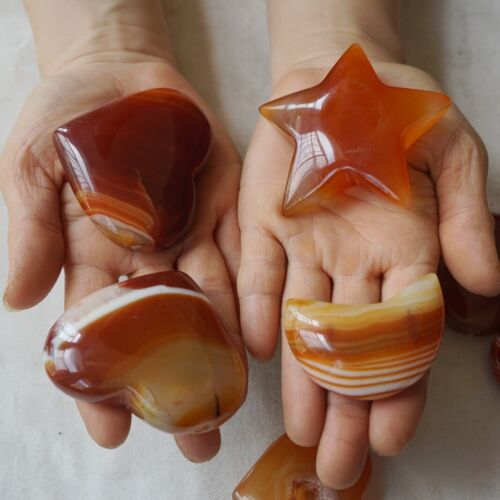 4.4LB 2KG 24Pcs Red Sardonyx Carnelian Agate Crystal Heart Star Moon Heart Healing