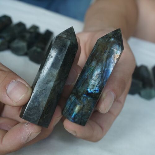 2kg 4.4LB 28Pcs Natural Rainbow Labradorite Crystal Point Tower Polished Healing