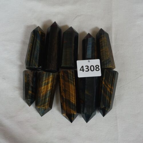 2kg 4.4LB 20Pcs Natural Blue Yellow Tiger Eye Quartz Crystal Point Tower Polished Healing