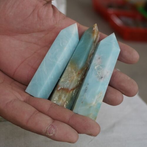 2kg 4.4LB 24Pcs Natural Blue Amazonite Quartz Crystal Points Tower Wand Healing