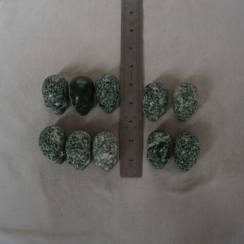 20Pcs 2.1kg 4.6LB Natural Green Snowflake Jasper Crystal Skull Head Sculpture Healing