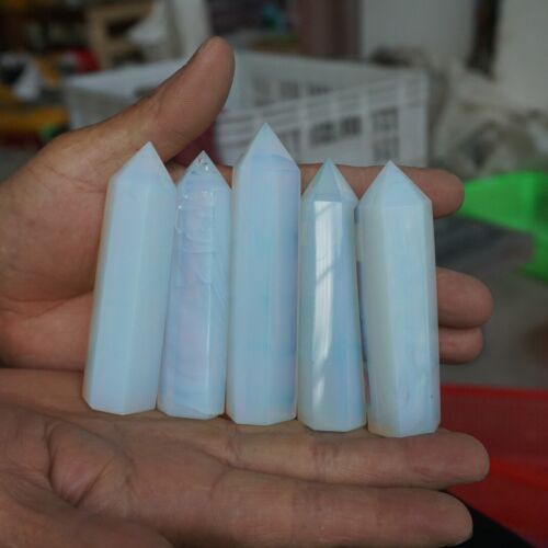 9LB 60Pcs White Manmade Opal Crystal Gem Stone Point Tower Healing Angel Skin