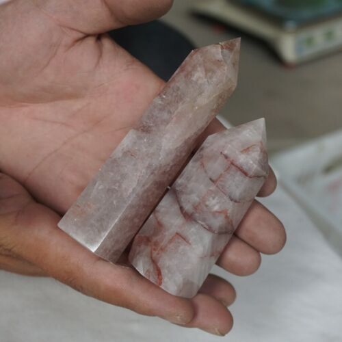 2kg 4.4LB 12Pcs Natural Red Hematoid Quartz Crystal Gem Stone Point Tower Healing