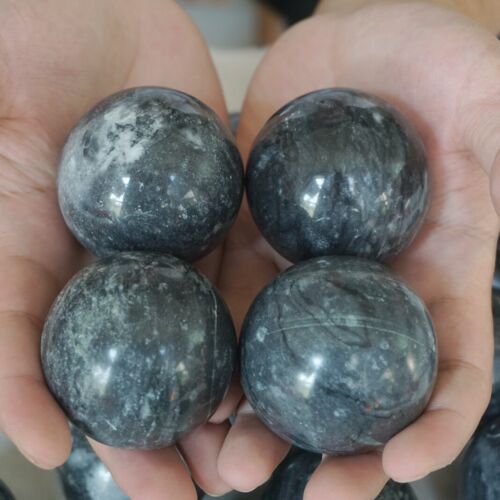 5kg 11LB 25Pcs Natural Black Flower of Fog Jasper Quartz Crystal Sphere Ball Healing