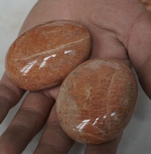 2kg  4.4LB 20Pcs Natural Orange Moonstone Crystal Palm Stones Healing Madagascar Bulk