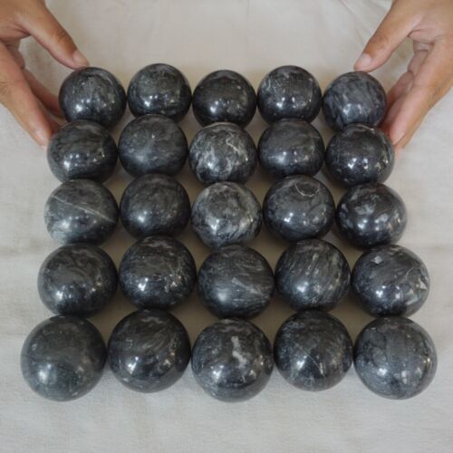 5kg 11LB 25Pcs Natural Black Flower of Fog Jasper Quartz Crystal Sphere Ball Healing