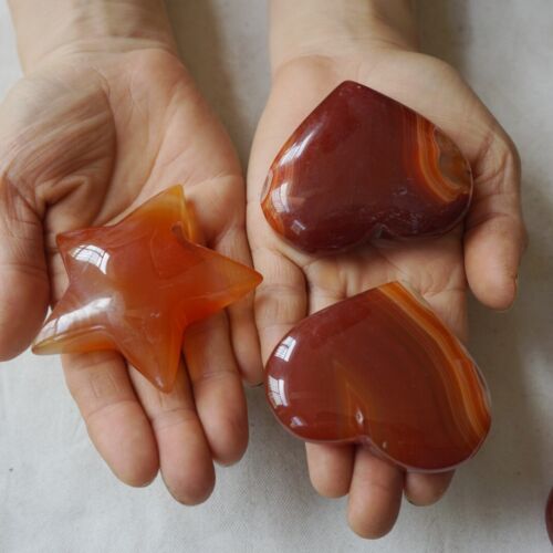 4.4LB 2KG 24Pcs Red Sardonyx Carnelian Agate Crystal Heart Star Moon Heart Healing