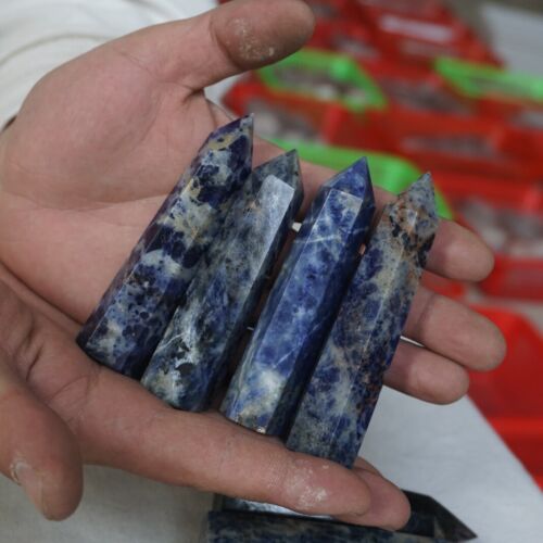 2KG 20Pcs 4.4LB Natural Blue Sodalite Crystal Point Tower Obelisk Polished Healing