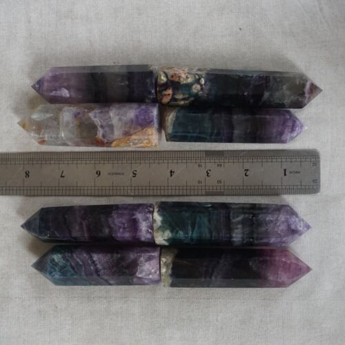 2KG 4.4LB 16Pcs Natural Blue Purple Fluorite Quartz Crystal Point Tower Healing