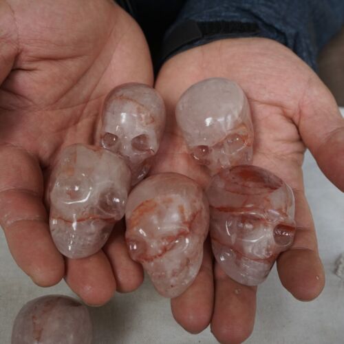 20 Pieces 1.8kg Small Natural Red Hematoid Quartz Crystal Skull Carving Head Healing