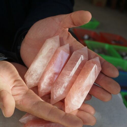 2KG 4.41LB 20Pcs Natural Pink Rose Quartz Crystal Double Points Wand Polished Healing