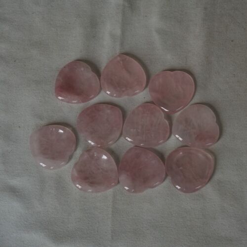 50Pcs 0.7kg Natural Rose Quartz Crystal Love Heart Decompression Stone Worry Stone Healing