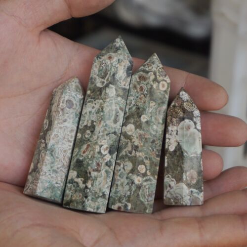 2KG 4.4LB 30Pcs Natural Green Sakura Jasper Crystal Point Tower Healing Russia Bulk