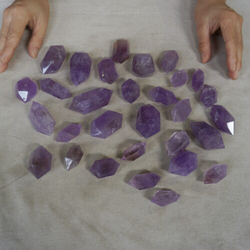 2KG 60Pcs 4.4LB Natural Purple Amethyst Quartz Crystal Double Point Wand Healing