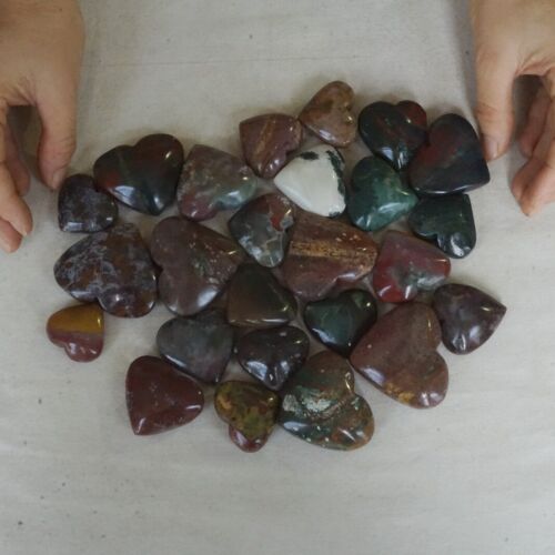 2KG 4.4LB 50Pcs Natural Ocean Jasper Onyx Quartz Crystal Love Heart Healing Bulk