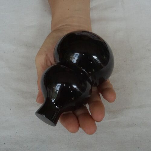 5 Pieces 2.6kg 3.8" Natural Black Obsidian Quartz Crystal Luck Gourd Carving Healing 10cm