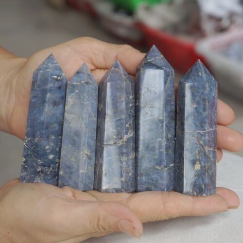 24Pcs 2KG,4.4LB Natural Blue Rose Quartz Crystal Point Tower Polished Healing Brazil