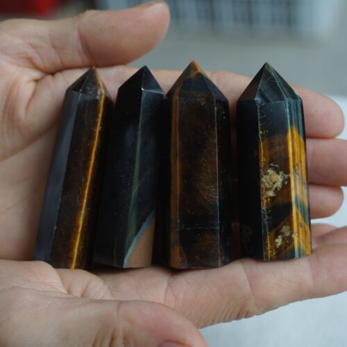 2KG 4.4LB 46Pcs Natural Blue Yellow Tiger Eye Quartz Crystal Point Tower Healing