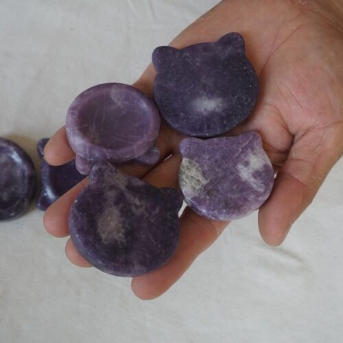 20Pcs 1.1KG 2.4LB Purple Mica Lepidolite Quartz Crystal Decompression Thumb Bowl Bulk