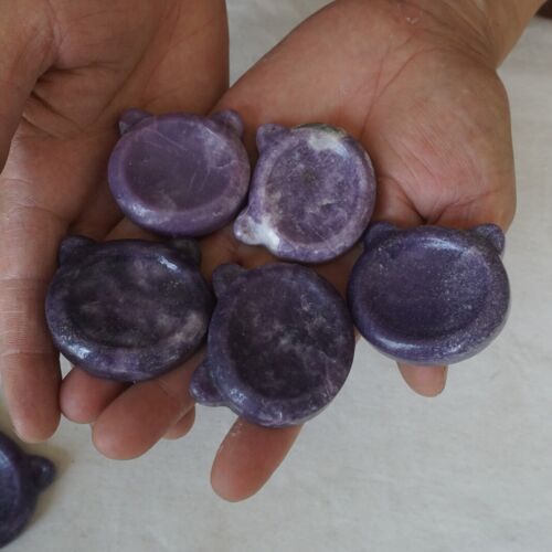 20Pcs 1.1KG 2.4LB Purple Mica Lepidolite Quartz Crystal Decompression Thumb Bowl Bulk