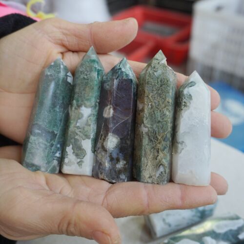 4.5KG 10LB 80Pcs Natural Moss Agate Carnelian Quartz Crystal Geode Tower Healing