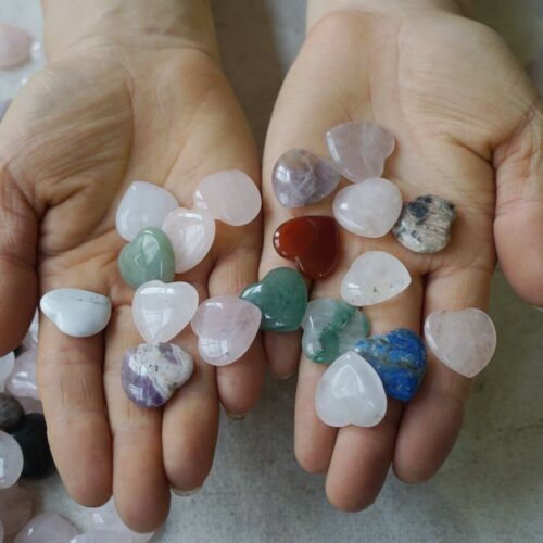 2Kg 4.4LB 580Pcs Tiny Natural Quartz Crystal Jasper Heart Mixed Stone Tumble Healing 2cm