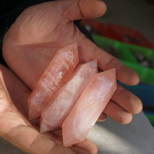 2KG 4.41LB 20Pcs Natural Pink Rose Quartz Crystal Double Points Wand Polished Healing