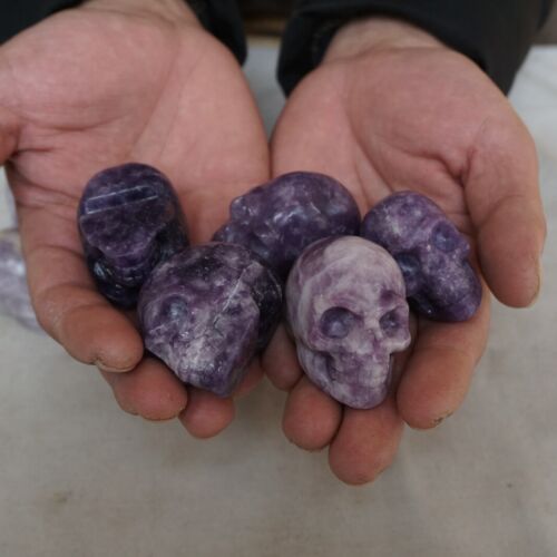 10 Pieces Small Natural Purple Mica Lepidolite Crystal Skull Healing Africa