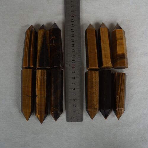 24Pcs 2KG 4.4LB Natural Yellow Tiger Eye Quartz Crystal Point Tower Polished Healing