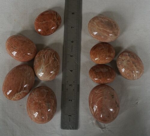 2kg  4.4LB 20Pcs Natural Orange Moonstone Crystal Palm Stones Healing Madagascar Bulk